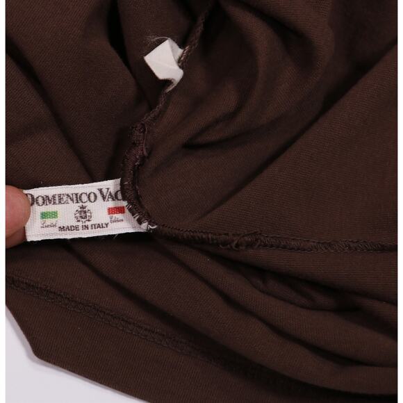 Domenico Vacca Brown Long Sleeve Polo Shirt Huge Logo Men's XXL - Picture 7 of 7